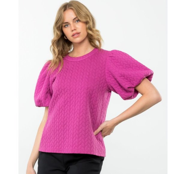 THML Puff sleeve quilted chevron pattern top szM - Picture 11 of 11